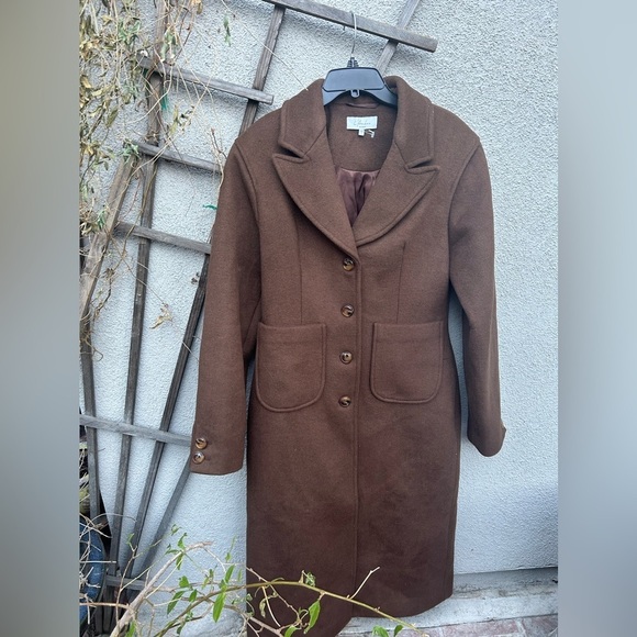 L’Academie x Marianna Long Coat Espresso Brown Size Large - Picture 4 of 12